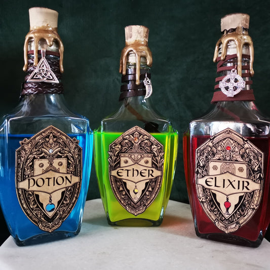 Lot de 3 (Ether - Elixir - Potion) Final Fantasy Aravis Potions Apothecary Harry Potter