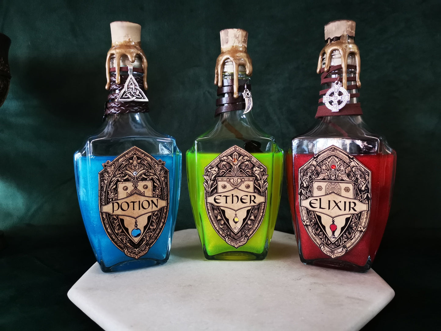 Lot de 3 (Ether - Elixir - Potion) Final Fantasy Aravis Potions Apothecary Harry Potter