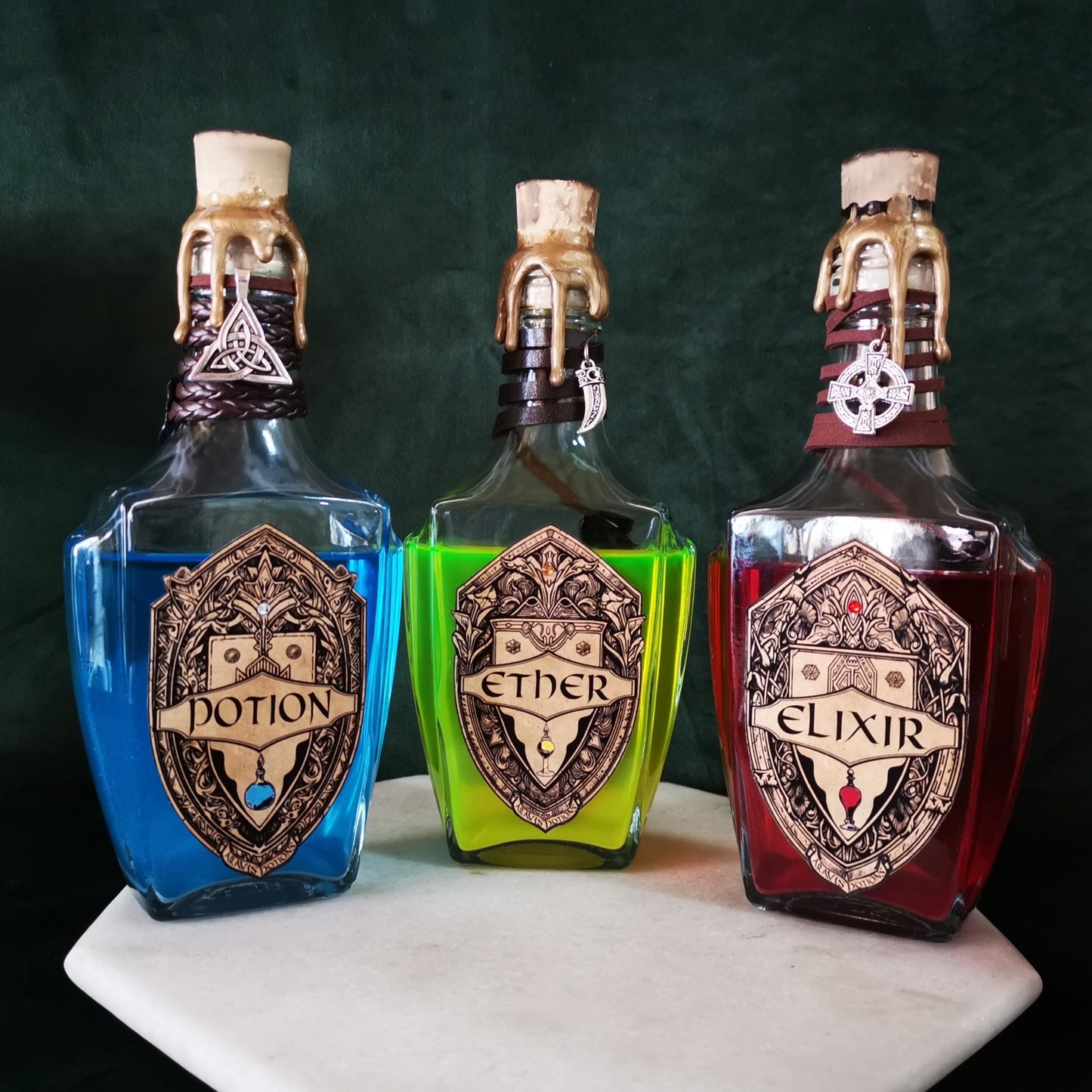 Lot de 3 (Ether - Elixir - Potion) Final Fantasy Aravis Potions Apothecary Harry Potter